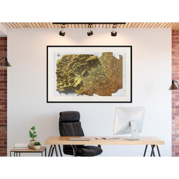 Inramad Poster / Tavla - Raised Relief Map: Vienna