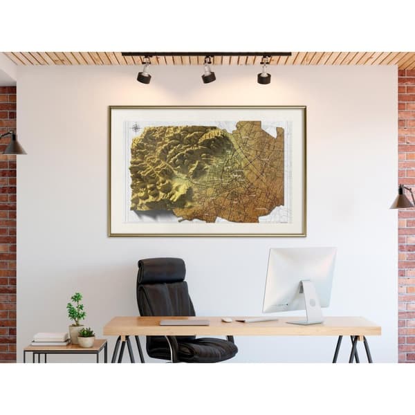Inramad Poster / Tavla - Raised Relief Map: Vienna