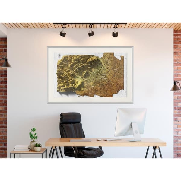 Inramad Poster / Tavla - Raised Relief Map: Vienna
