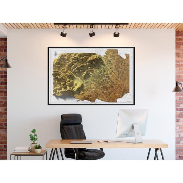 Inramad Poster / Tavla - Raised Relief Map: Vienna