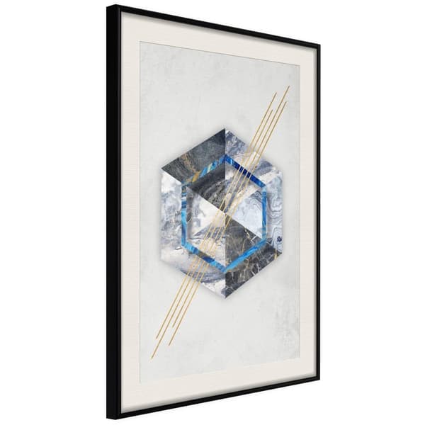 Inramad Poster / Tavla - Marble Composition II Svart ram med passepartout 20x30