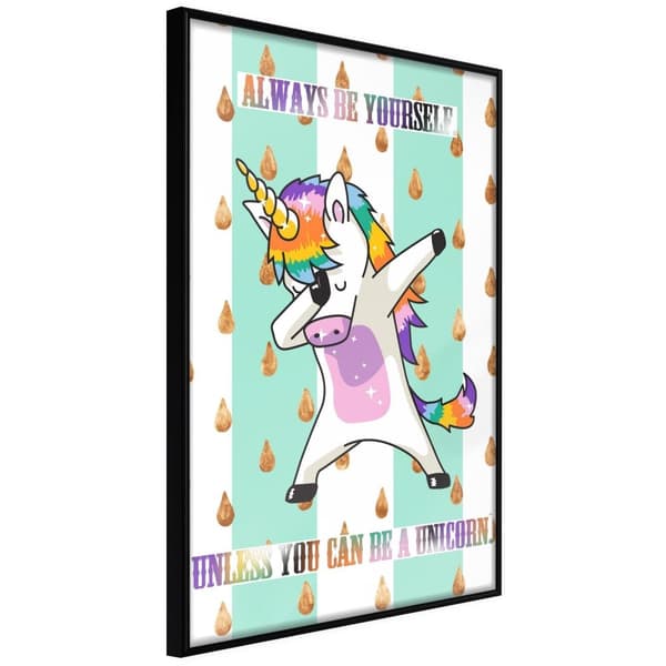 Inramad Poster / Tavla - Dabbing Unicorn