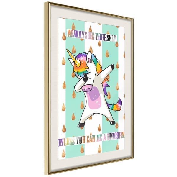Inramad Poster / Tavla - Dabbing Unicorn