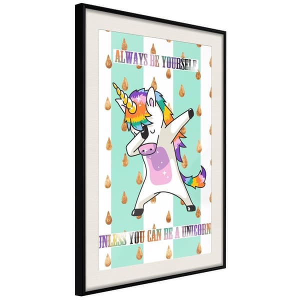 Inramad Poster / Tavla - Dabbing Unicorn