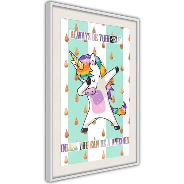 Inramad Poster / Tavla - Dabbing Unicorn
