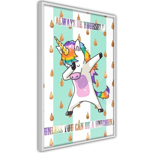 Inramad Poster / Tavla - Dabbing Unicorn