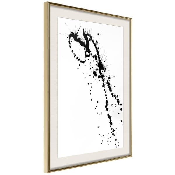 Inramad Poster / Tavla - Ink Splash Guldram med passepartout 30x45