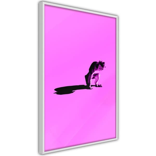 Inramad Poster / Tavla - Monkey on Pink Background