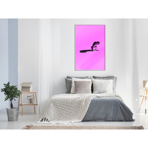 Inramad Poster / Tavla - Monkey on Pink Background