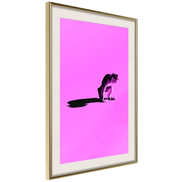 Inramad Poster / Tavla - Monkey on Pink Background
