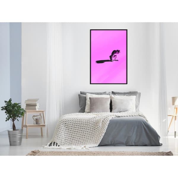 Inramad Poster / Tavla - Monkey on Pink Background