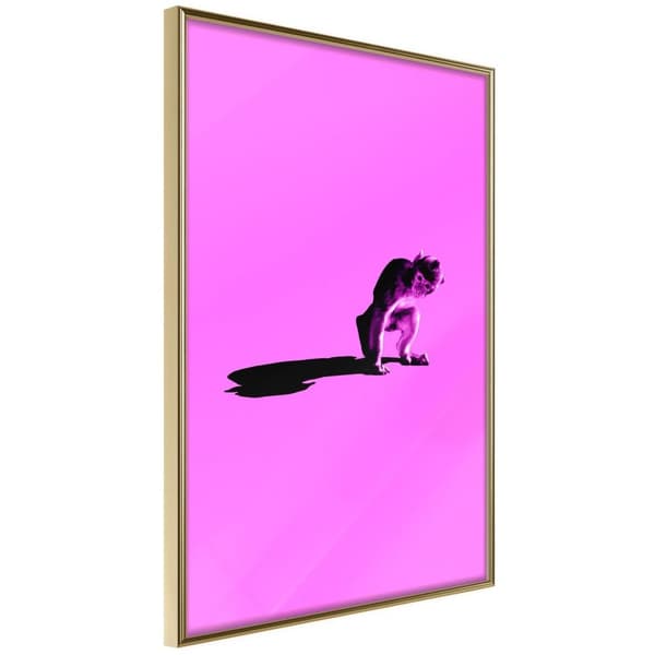 Inramad Poster / Tavla - Monkey on Pink Background