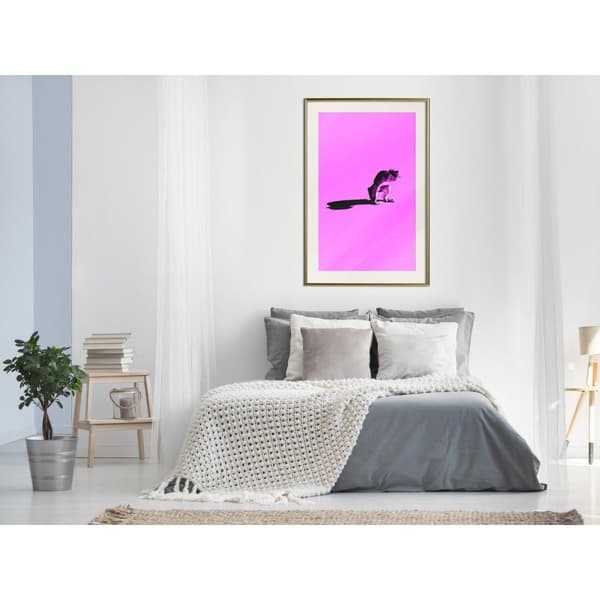 Inramad Poster / Tavla - Monkey on Pink Background