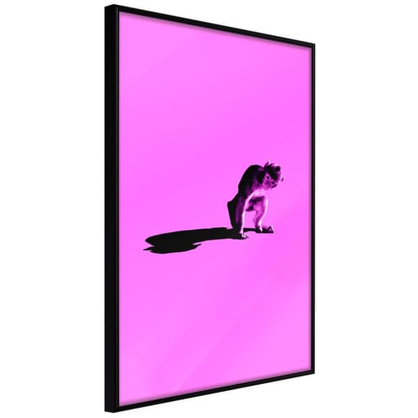 Inramad Poster / Tavla - Monkey on Pink Background