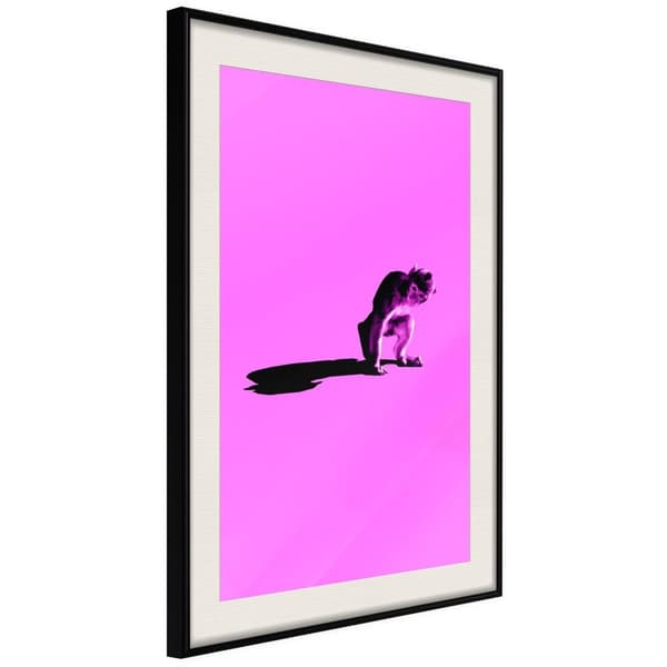Inramad Poster / Tavla - Monkey on Pink Background