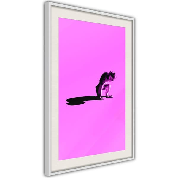 Inramad Poster / Tavla - Monkey on Pink Background