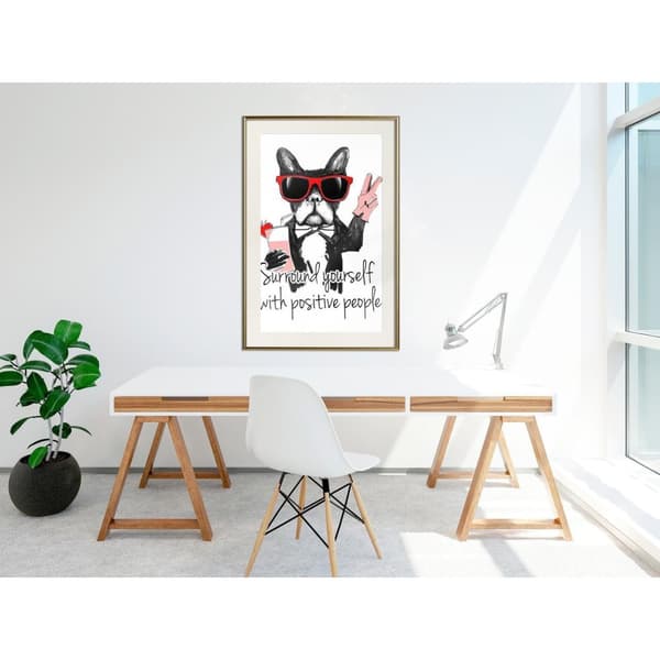 Inramad Poster / Tavla - Positive Bulldog
