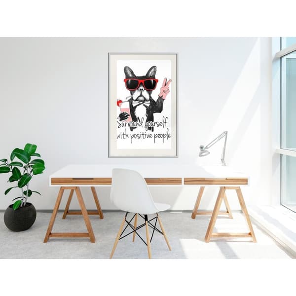 Inramad Poster / Tavla - Positive Bulldog