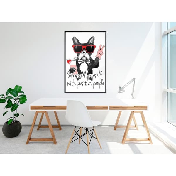 Inramad Poster / Tavla - Positive Bulldog