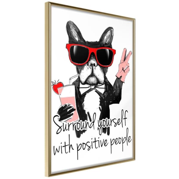 Inramad Poster / Tavla - Positive Bulldog
