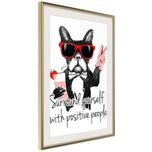 Inramad Poster / Tavla - Positive Bulldog