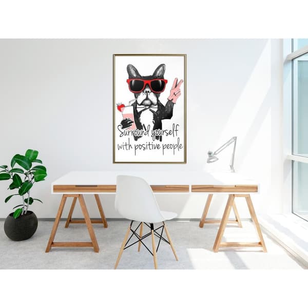 Inramad Poster / Tavla - Positive Bulldog