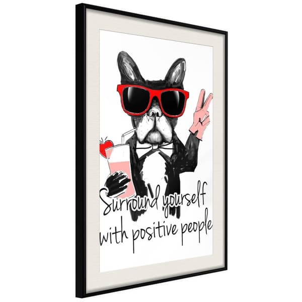 Inramad Poster / Tavla - Positive Bulldog