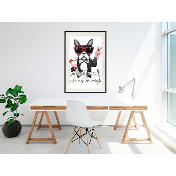 Inramad Poster / Tavla - Positive Bulldog