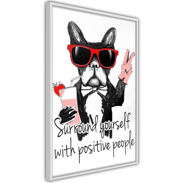 Inramad Poster / Tavla - Positive Bulldog
