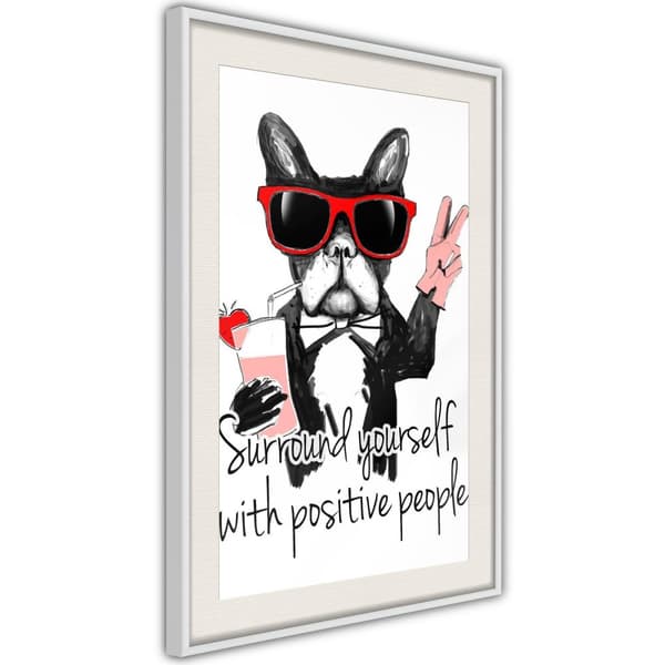 Inramad Poster / Tavla - Positive Bulldog