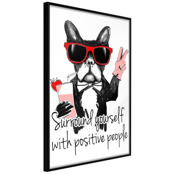 Inramad Poster / Tavla - Positive Bulldog