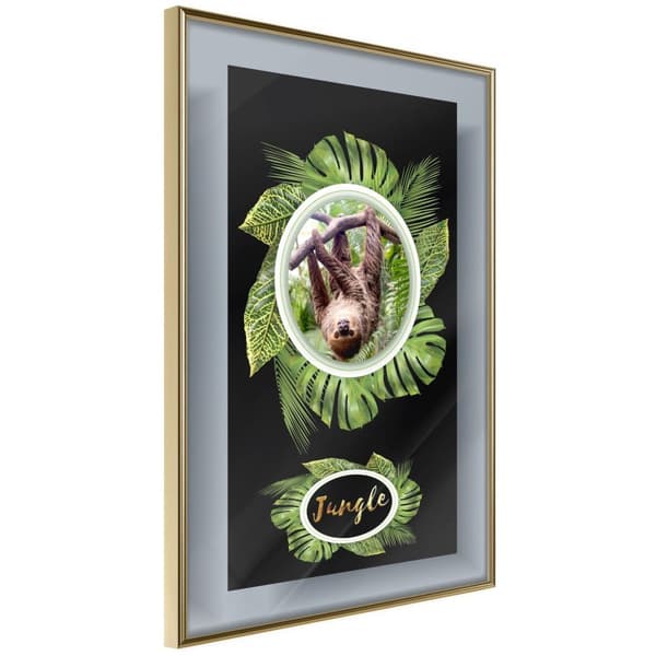 Inramad Poster / Tavla - Greetings from the Jungle Guldram 30x45