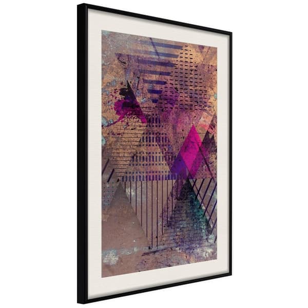 Inramad Poster / Tavla - Pink Patchwork I Svart ram med passepartout 20x30