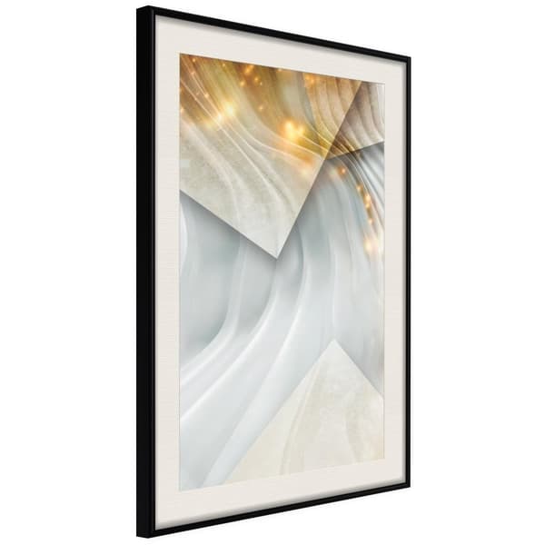 Inramad Poster / Tavla - Wavy Surface Svart ram med passepartout 20x30