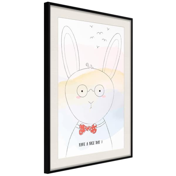 Inramad Poster / Tavla - Polite Bunny Svart ram med passepartout 20x30