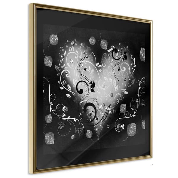 Inramad Poster / Tavla - Ornamented Heart Guldram 20x20