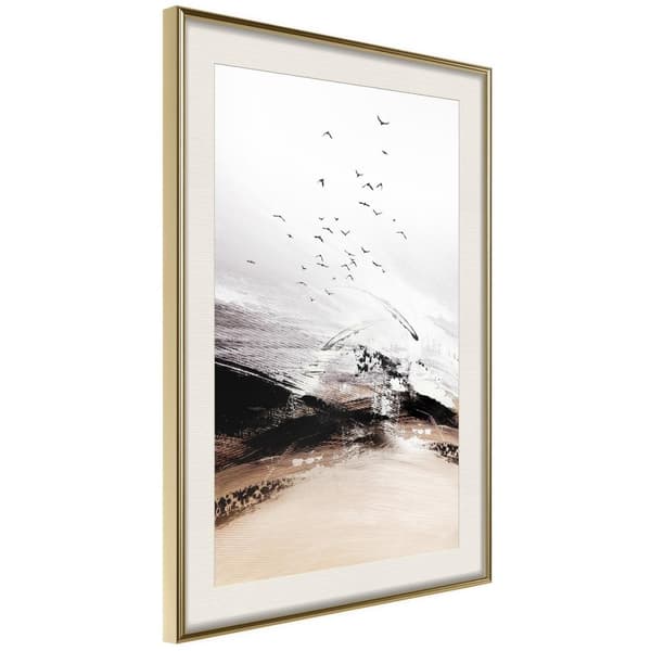Inramad Poster / Tavla - Flight into the Unknown Guldram med passepartout 40x60