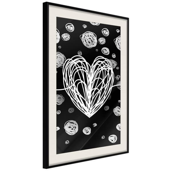 Inramad Poster / Tavla - Entangled Heart Svart ram med passepartout 40x60