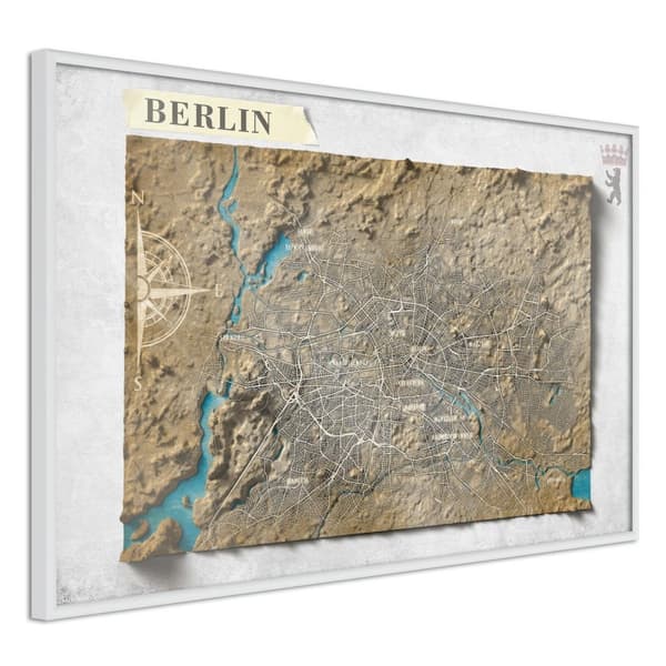 Inramad Poster / Tavla - Raised Relief Map: Berlin