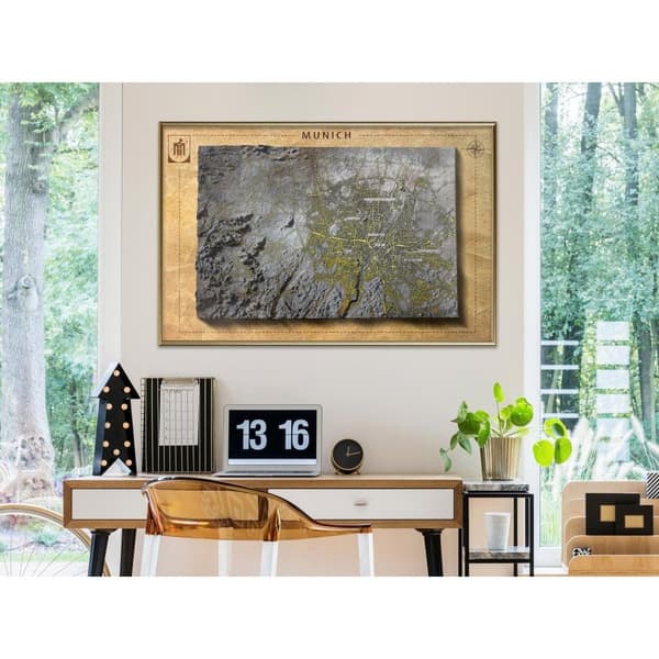 Inramad Poster / Tavla - Raised Relief Map: Munich