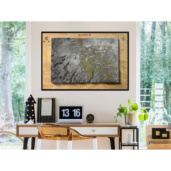 Inramad Poster / Tavla - Raised Relief Map: Munich
