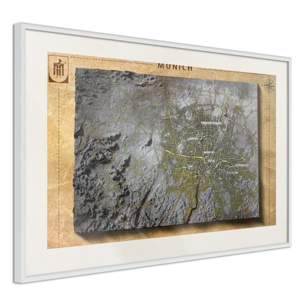Inramad Poster / Tavla - Raised Relief Map: Munich