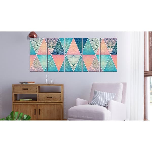 Canvas Tavla - Oriental Triangles (5 delar) Narrow