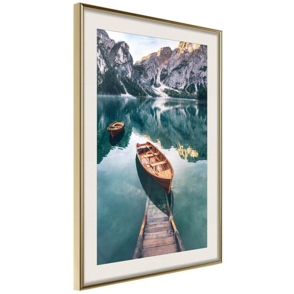 Inramad Poster / Tavla - Lake in a Mountain Valley