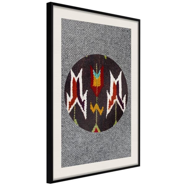 Inramad Poster / Tavla - Ethnic Fabric Svart ram med passepartout 30x45