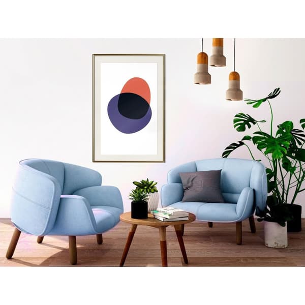 Inramad Poster / Tavla - White, Orange, Violet and Black