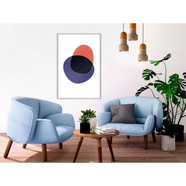 Inramad Poster / Tavla - White, Orange, Violet and Black