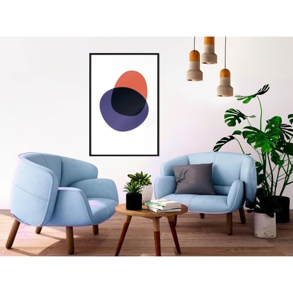 Inramad Poster / Tavla - White, Orange, Violet and Black