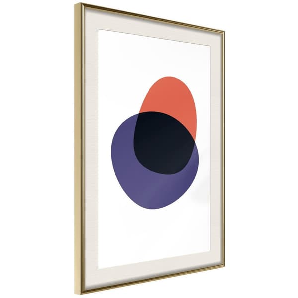 Inramad Poster / Tavla - White, Orange, Violet and Black Guldram med passepartout 20x30