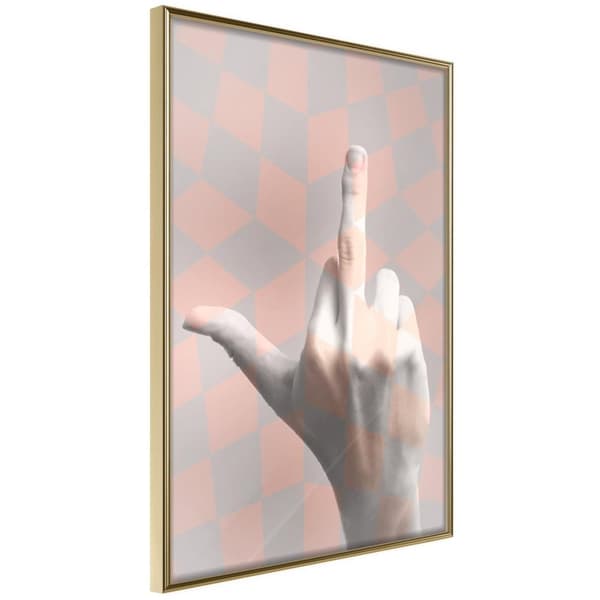 Inramad Poster / Tavla - Middle Finger